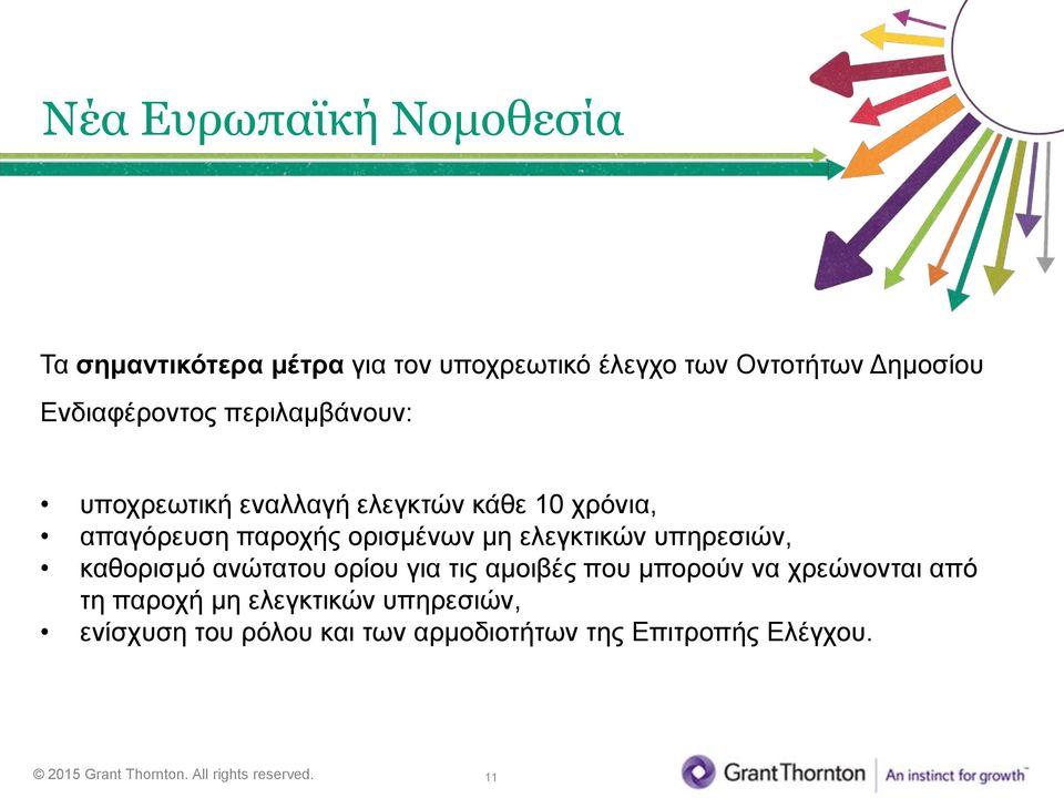 ελεγκτικών υπηρεσιών, καθορισμό ανώτατου ορίου για τις αμοιβές που μπορούν να χρεώνονται από τη παροχή μη