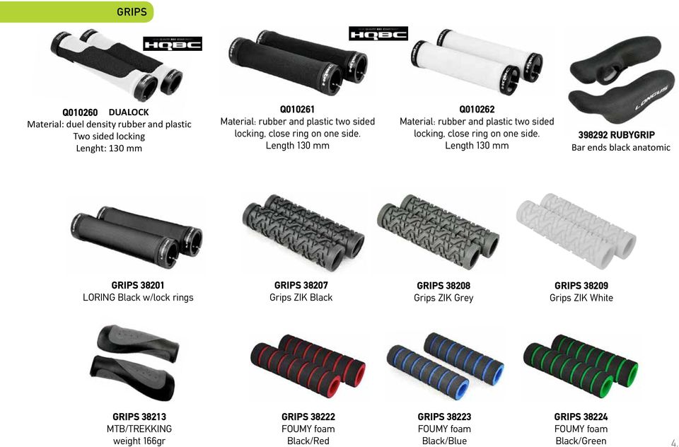 RUBYGRIP black anatomic astic GRIPS 38207 rips ZIK Black GRIP BAR ENDS ΠΟΔΗΛΑΤΩΝ Q010260 GRIPS DUALOCK 38207 Material: duel density Grips rubber ZIK Black and plastic Two sided locking Q010491 Bar