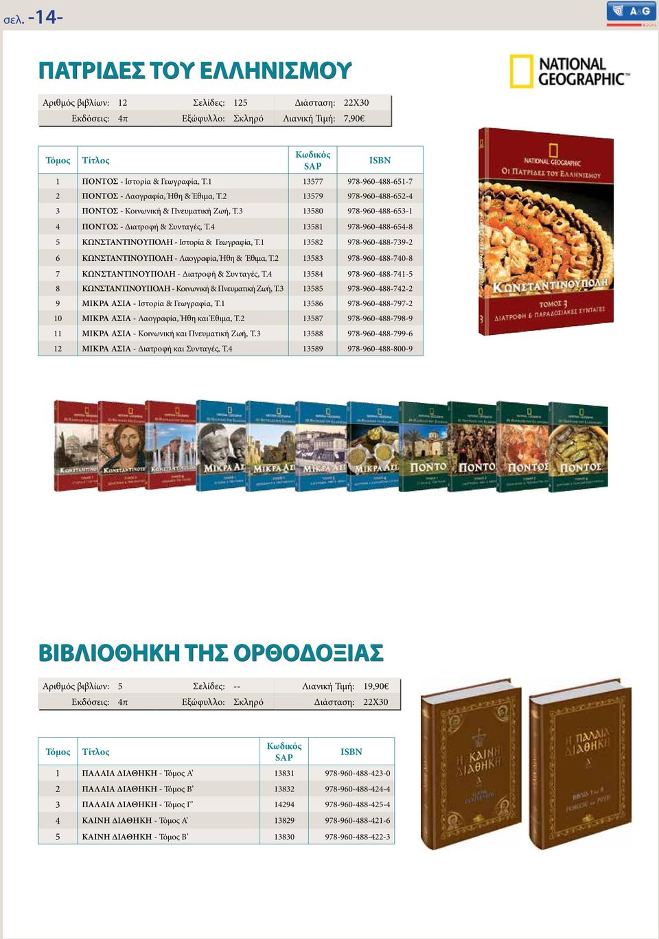 1 13582 978-960-488-739-2 6 Κωνσταντινούπολη - Λαογραφία, Ήθη & Έθιμα, Τ.2 13583 978-960-488-740-8 7 Κωνσταντινούπολη - Διατροφή & Συνταγές, Τ.