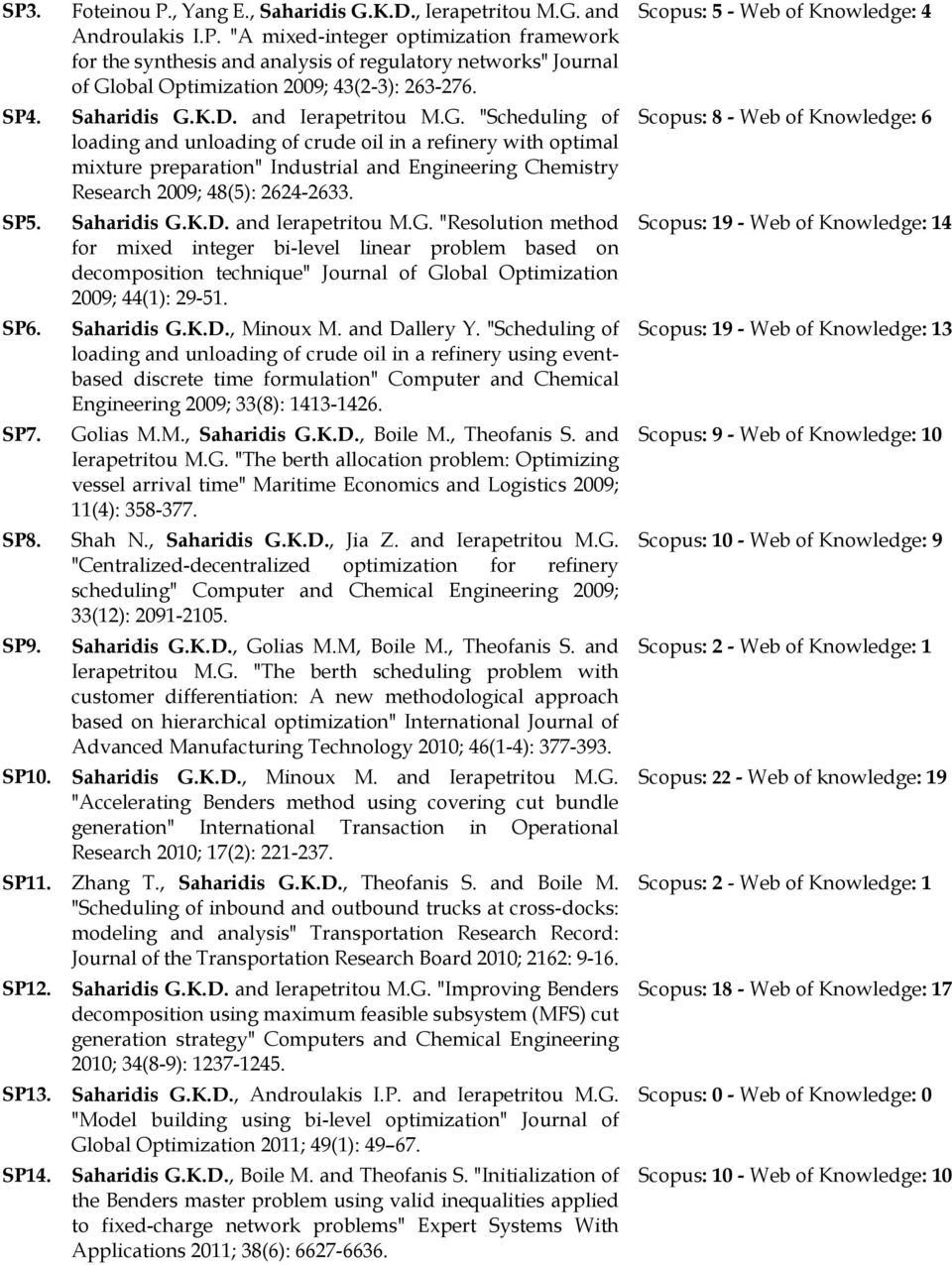 Saharidis G.K.D. and Ierapetritou M.G. "Resolution method for mixed integer bi-level linear problem based on decomposition technique" Journal of Global Optimization 2009; 44(1): 29-51. Saharidis G.K.D., Minoux M.