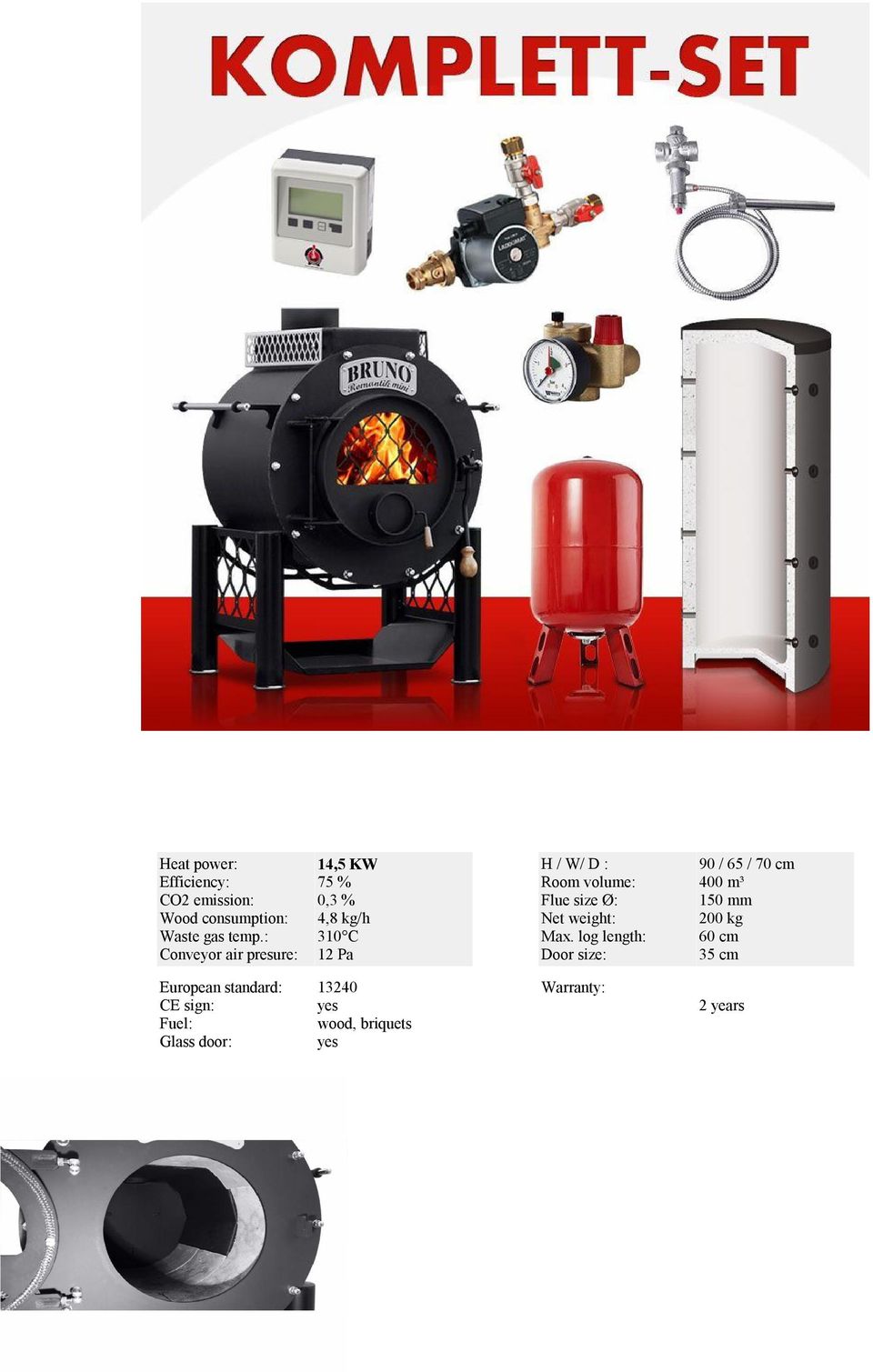 Flue size Ø: Net weight: Max.