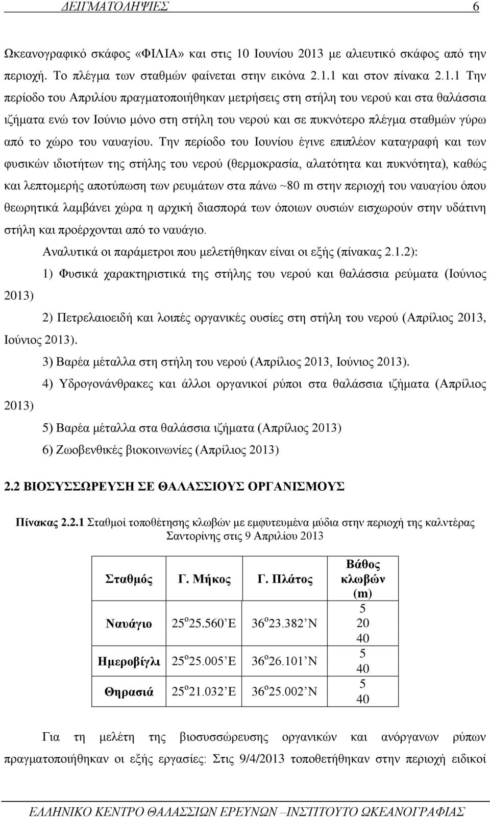 με αλιευτικό σκάφος από την περιοχή. Το πλέγμα των σταθμών φαίνεται στην εικόνα 2.1.