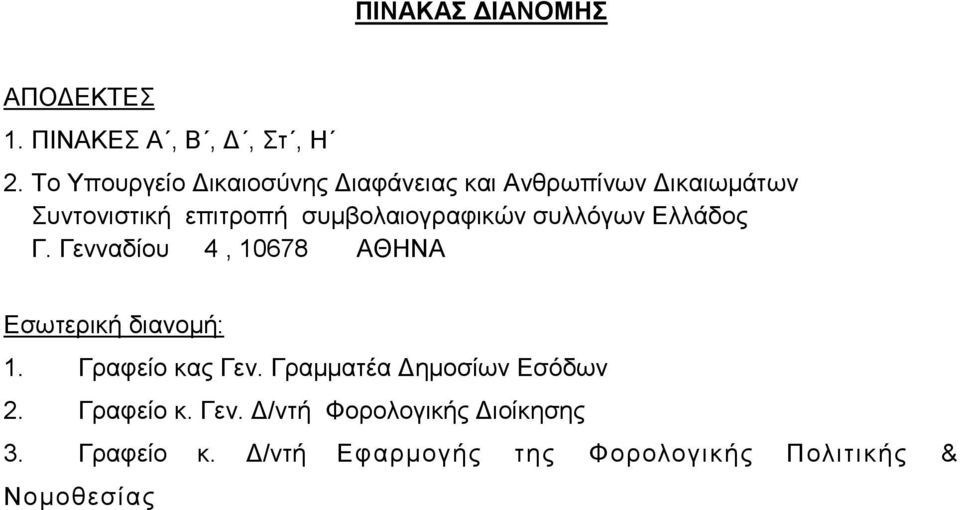 συμβολαιογραφικών συλλόγων Ελλάδος Γ. Γενναδίου 4, 10678 ΑΘΗΝΑ Εσωτερική διανομή: 1.