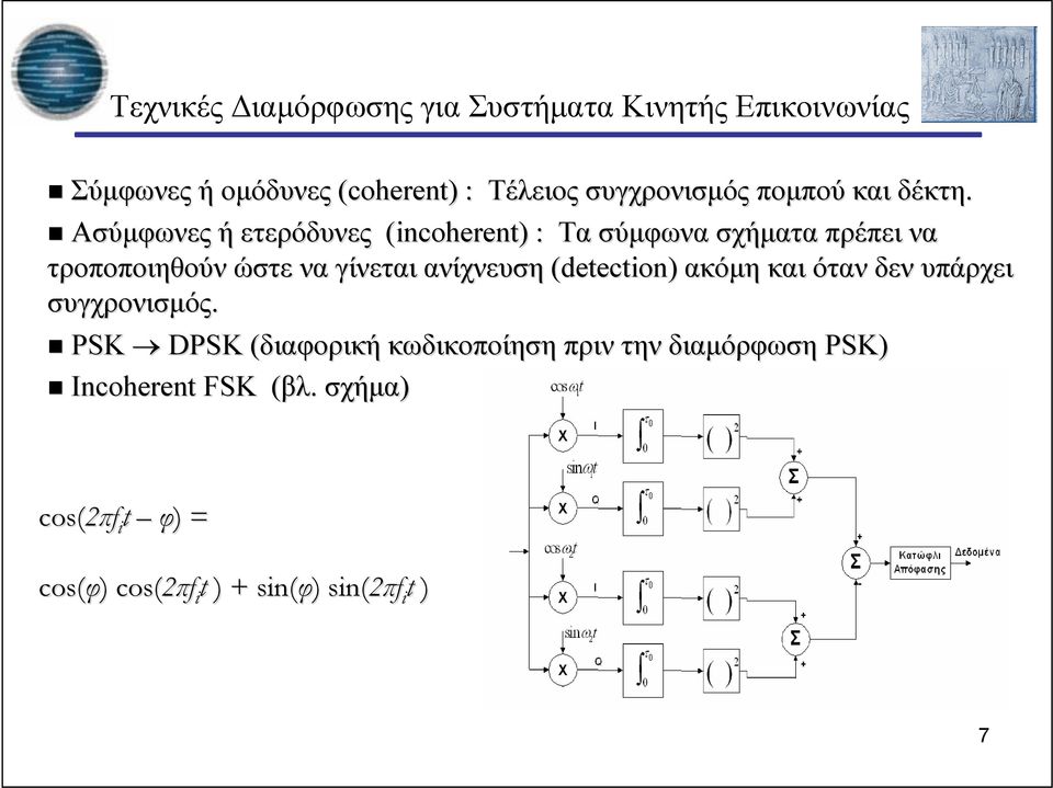 Ασύμφωνες ή ετερόδυνες (incoherent) : Τα σύμφωνα σχήματα πρέπει να τροποποιηθούν ώστε να γίνεται ανίχνευση