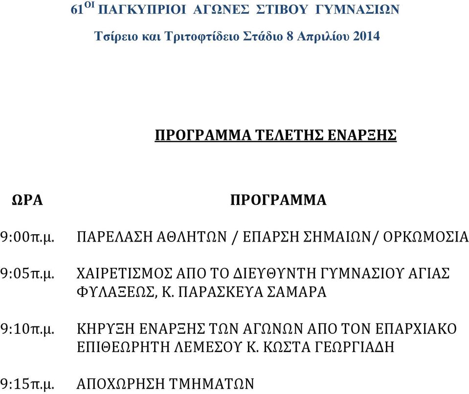 ΧΑΙΡΕΤΙΣΜΟΣ ΑΠΟ ΤΟ ΔΙΕΥΘΥΝΤΗ ΓΥΜΝΑΣΙΟΥ ΑΓΙΑΣ ΦΥΛΑΞΕΩΣ, Κ.