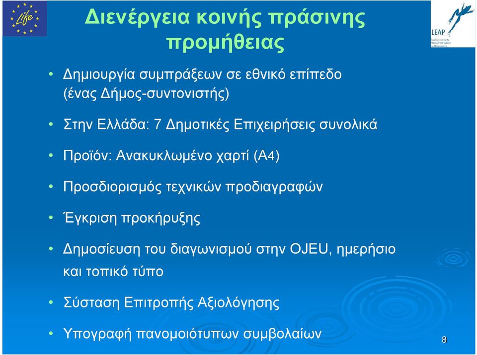 χαρτί (A4) Προσδιορισμός τεχνικών προδιαγραφών Έγκριση προκήρυξης Δημοσίευση του