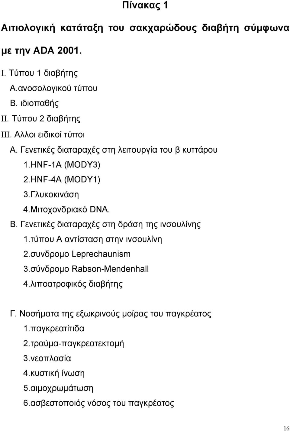 Γενετικές διαταραχές στη δράση της ινσουλίνης 1.τύπου Α αντίσταση στην ινσουλίνη 2.συνδροµο Leprechaunism 3.σύνδροµο Rabson-Mendenhall 4.