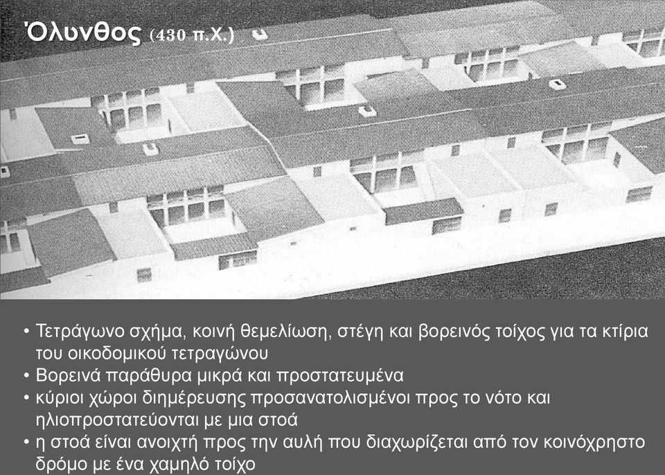 οικοδομικού τετραγώνου Βορεινά παράθυρα μικρά και προστατευμένα κύριοι χώροι