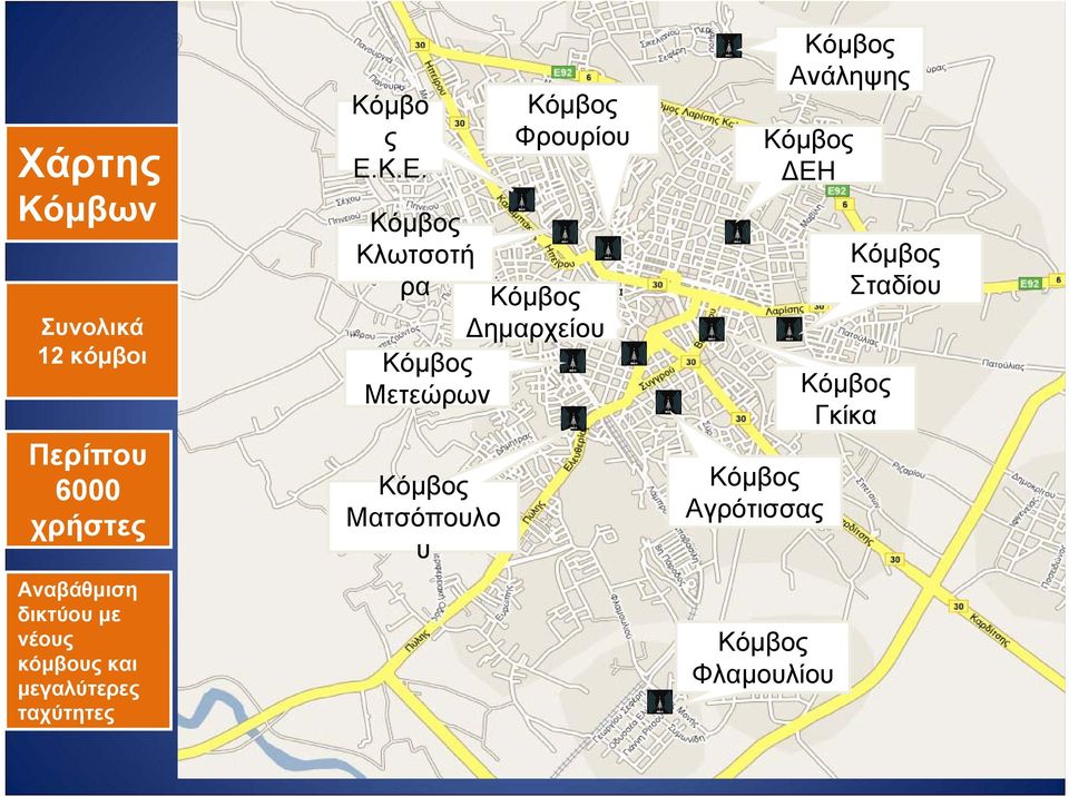 Κ.Ε. Κόμβος Κλωτσοτή ρα Κόμβος Μετεώρων Κόμβος Ματσόπουλο υ Κόμβος Φρουρίου