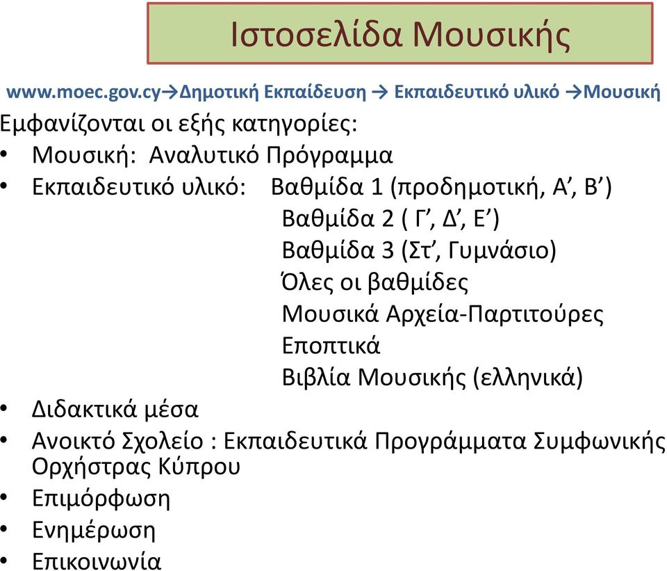 Πρόγραμμα Εκπαιδευτικό υλικό: Βαθμίδα 1 (προδημοτική, Α, Β ) Βαθμίδα 2 ( Γ, Δ, Ε ) Βαθμίδα 3 (Στ, Γυμνάσιο)