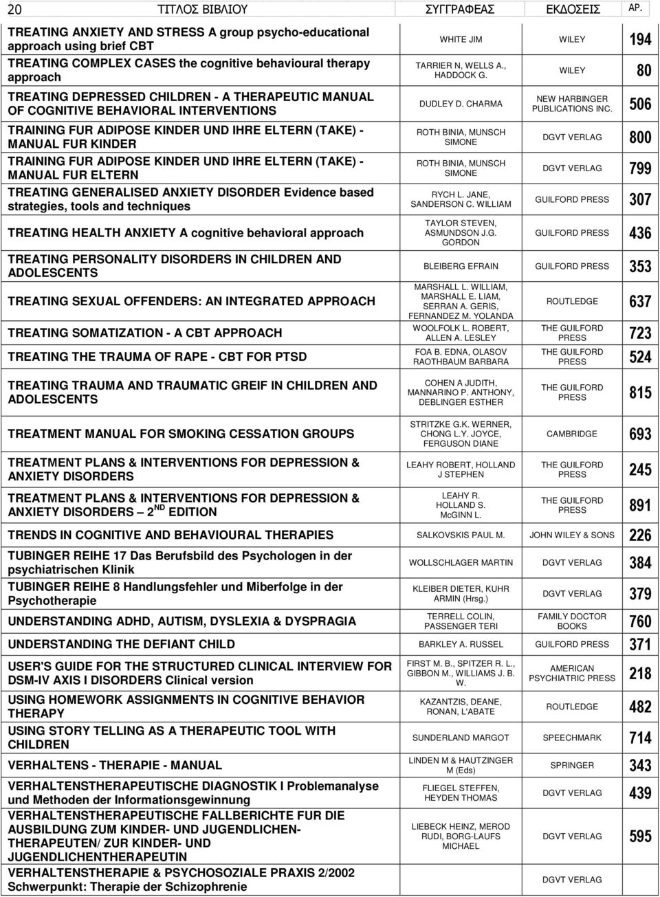 GENERALISED ANXIETY DISORDER Evidence based strategies, tools and techniques TREATING HEALTH ANXIETY A cognitive behavioral approach TREATING PERSONALITY DISORDERS IN CHILDREN AND ADOLESCENTS