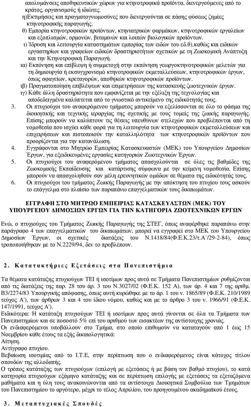 θ) Εµπορία κτηνοτροφικών προϊόντων, κτηνιατρικών φαρµάκων, κτηνοτροφικών εργαλείων και εξοπλισµών, ορµονών, βιταµινών και λοιπών βιολογικών προϊόντων.