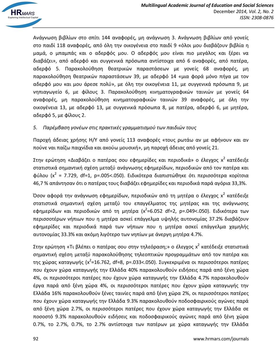 Ο αδερφός μου είναι πιο μεγάλος και ξέρει να διαβάζει», από αδερφό και συγγενικά πρόσωπα αντίστοιχα από 6 αναφορές, από πατέρα, αδερφό 5.