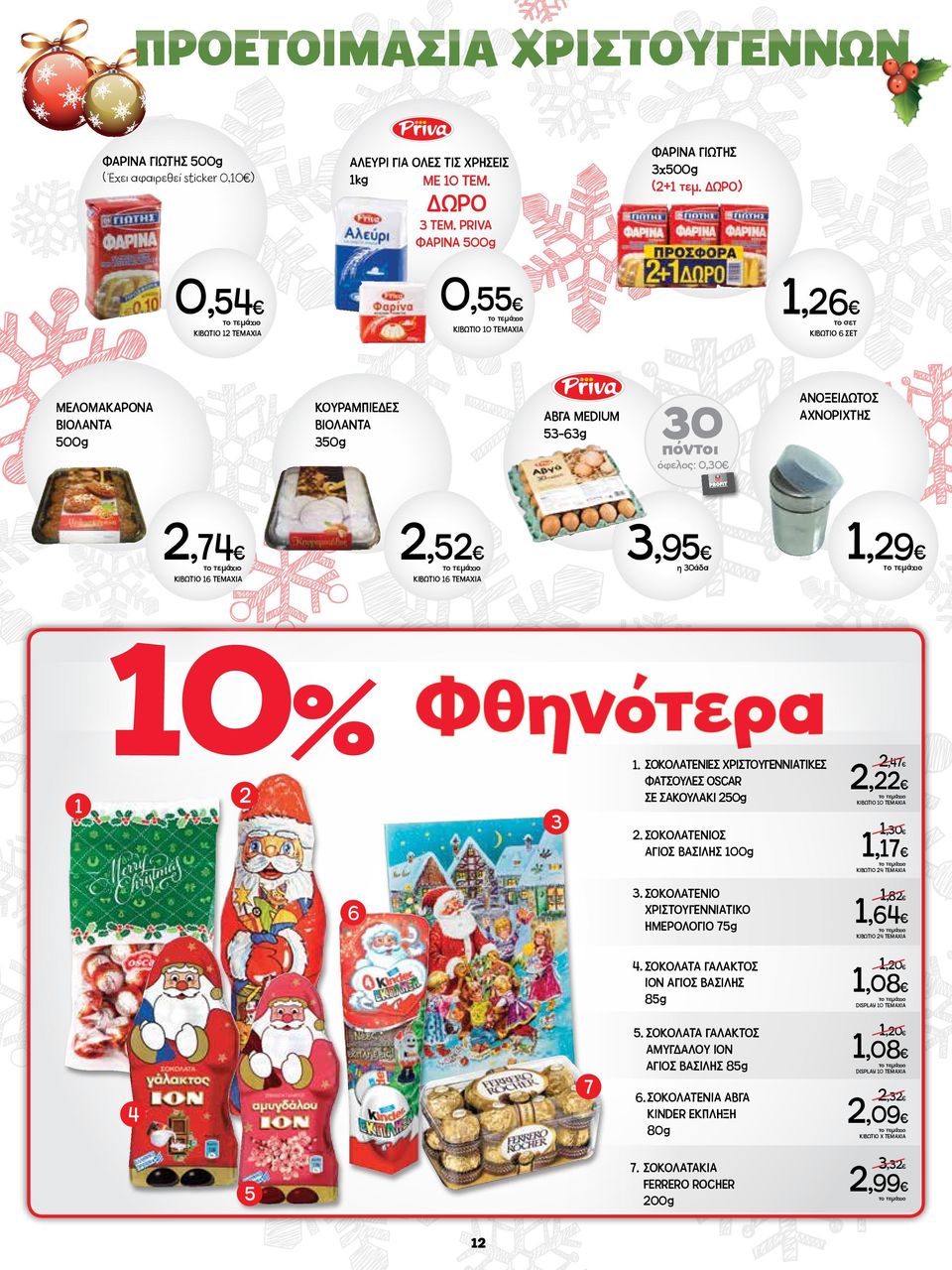 0,30 2,74 2,52 1 3,95 ΚΙΒΩΤΙΟ 16 ΤΕΜΑΧΙΑ η 30άδα ΚΙΒΩΤΙΟ 16 ΤΕΜΑΧΙΑ 10% Φθηνότερα 1. ΣΟΚΟΛΑΤΕΝΙΕΣ ΧΡΙΣΤΟΥΓΕΝΝΙΑΤΙΚΕΣ ΦΑΤΣΟΥΛΕΣ OSCAR ΣΕ ΣΑΚΟΥΛΑΚΙ 250g 2 3 2.