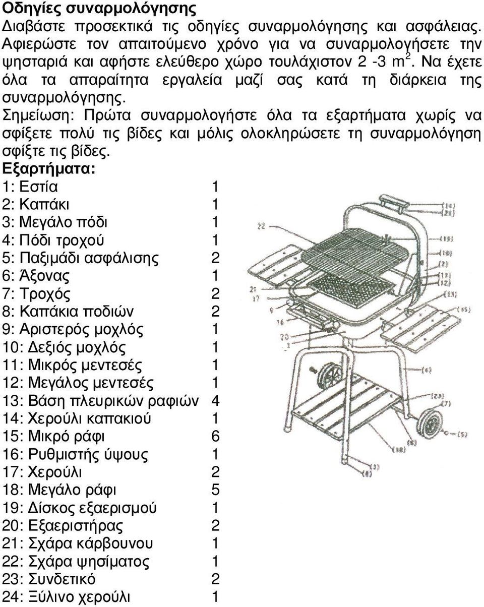 Σηµείωση: Πρώτα συναρµολογήστε όλα τα εξαρτήµατα χωρίς να σφίξετε πολύ τις βίδες και µόλις ολοκληρώσετε τη συναρµολόγηση σφίξτε τις βίδες.