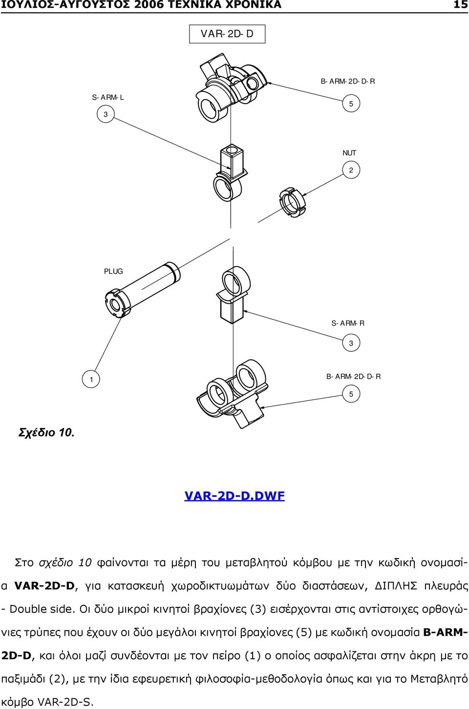 side. Οι δύο μικροί κινητοί βραχίονες (3) εισέρχονται στις αντίστοιχες ορθογώνιες τρύπες που έχουν οι δύο μεγάλοι κινητοί βραχίονες (5) με κωδική ονομασία B-ARM-