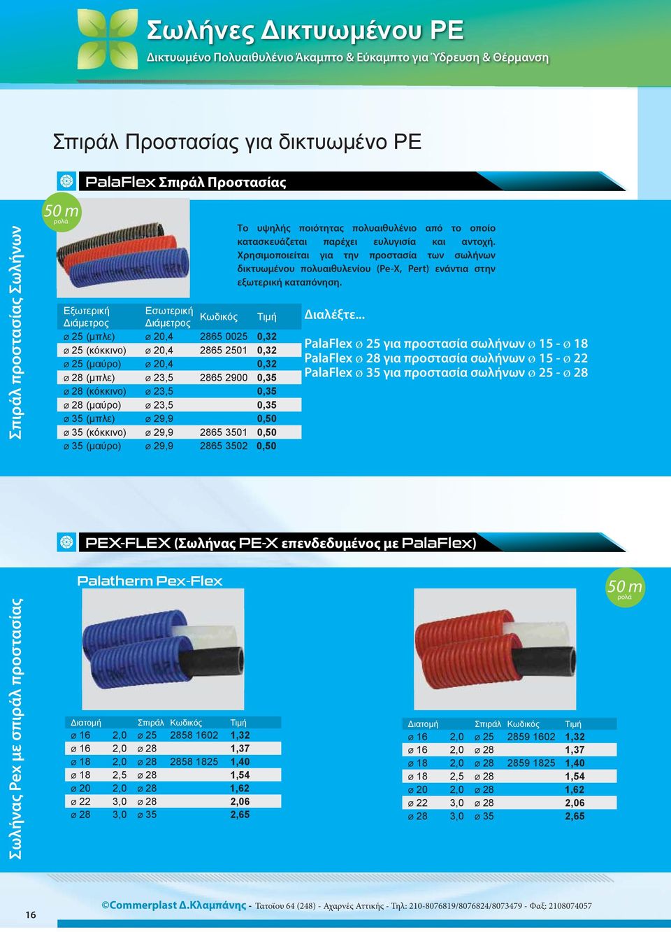 20 2,0 Ø 28 1,62 Ø 22 3,0 Ø 28 2,06 Ø 28 3,0 Ø 35 2,65 Το υψηλής ποιότητας πολυαιθυλένιο από το οποίο κατασκευάζεται παρέχει ευλυγισία και αντοχή.