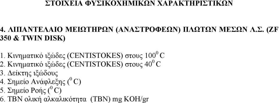 Κινηματικό ιξώδες (CENTISTOKES) στους 100 0 C 2.