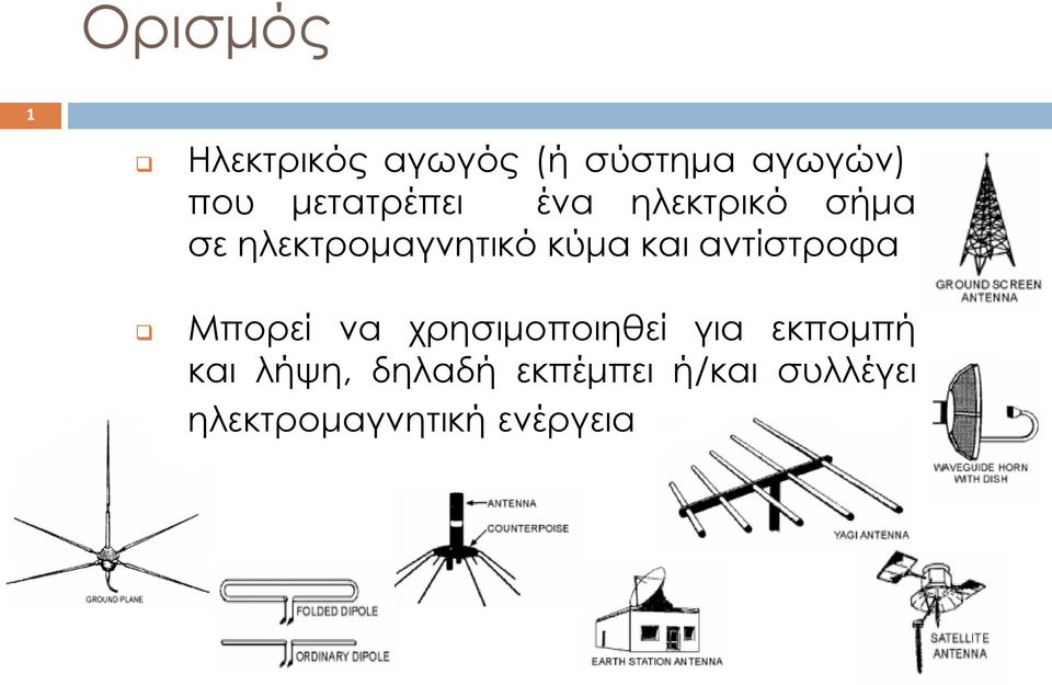 και αντίστροφα Μπορεί να χρησιμοποιηθεί για εκπομπή και