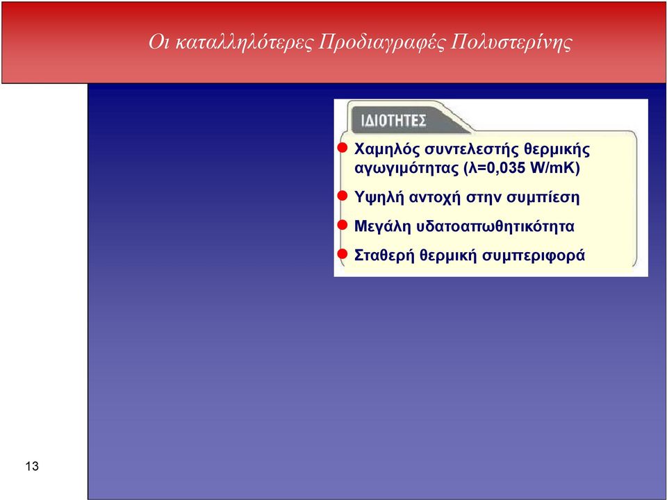 (λ=0,035 W/mK) Υψηλή αντοχή στην συµπίεση