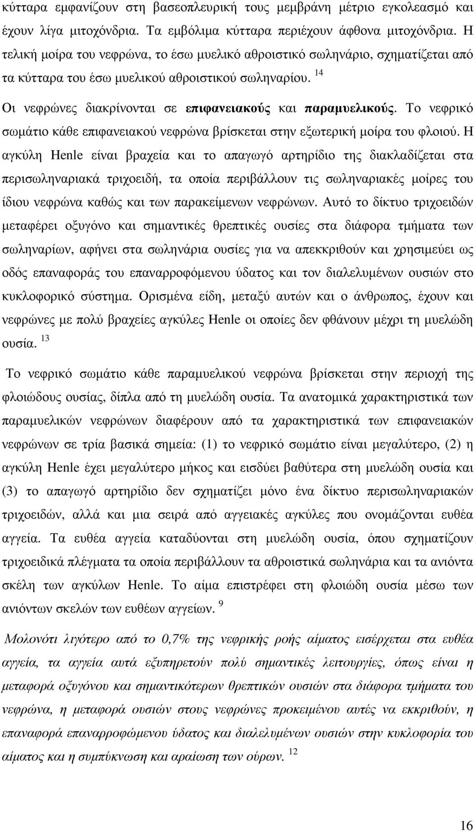 Το νεφρικό σωµάτιο κάθε επιφανειακού νεφρώνα βρίσκεται στην εξωτερική µοίρα του φλοιού.