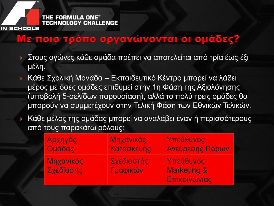 5-σελίδων παρουσίαση), αλλά το πολύ τρεις ομάδες θα μπορούν να συμμετέχουν στην Τελική Φάση των Εθνικών Τελικών.