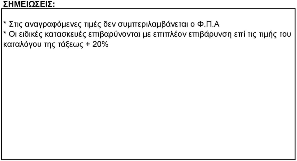 Α * Οι ειδικές κατασκευές επιβαρύνονται με