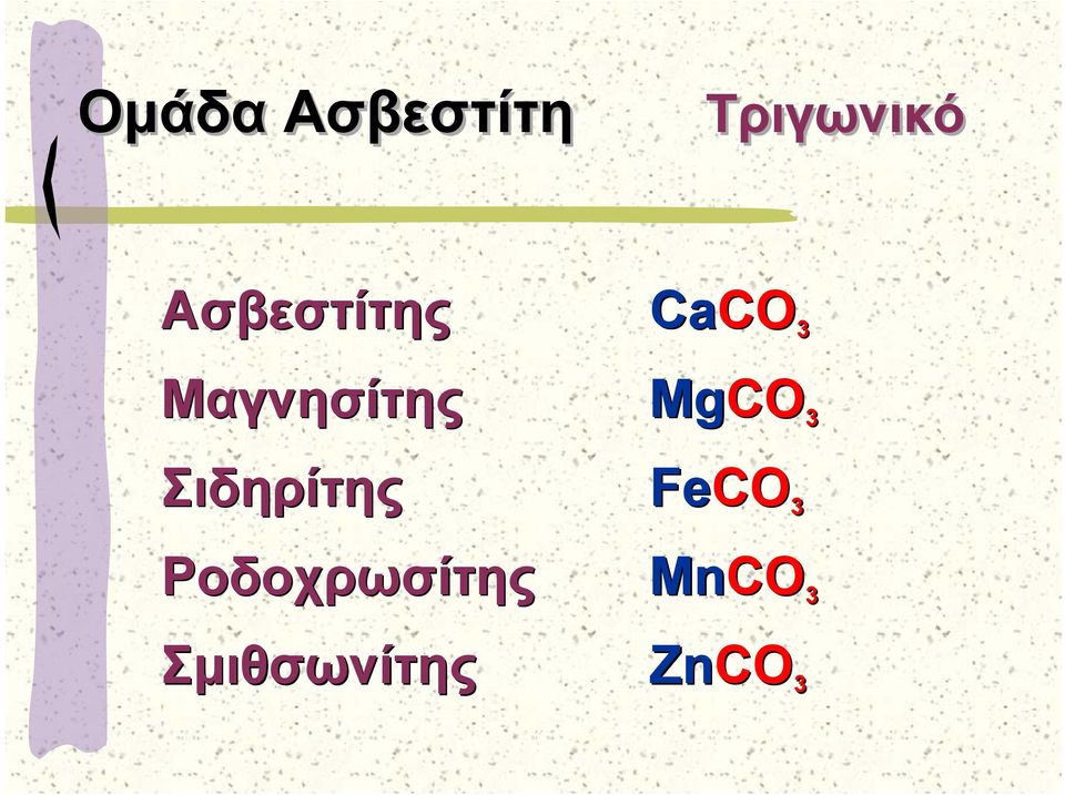 MgCO 3 Σιδηρίτης FeCO 3