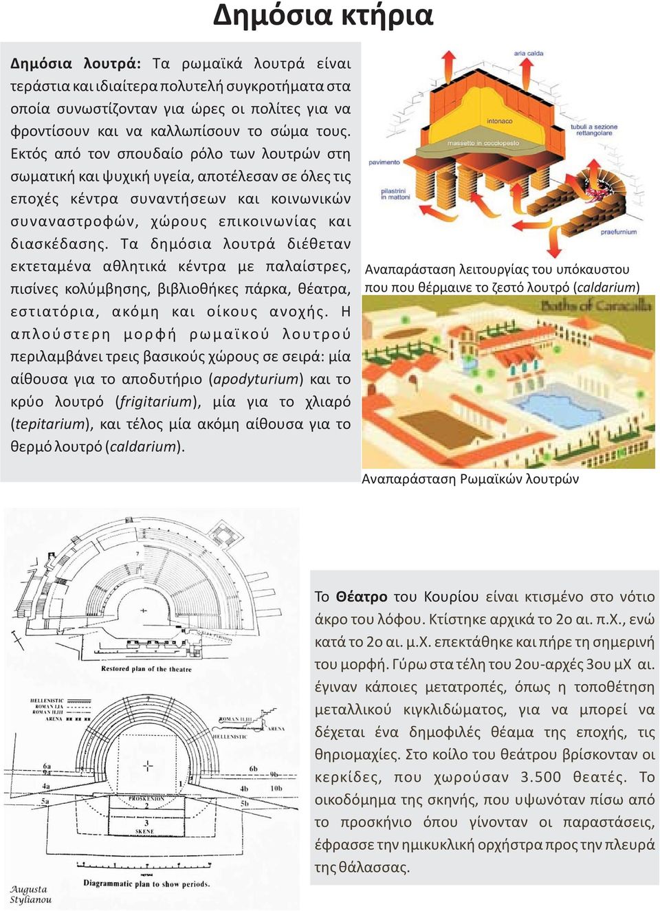 Τα δημόσια λουτρά διέθεταν εκτεταμένα αθλητικά κέντρα με παλαίστρες, πισίνες κολύμβησης, βιβλιοθήκες πάρκα, θέατρα, εστιατόρια, ακόμη και οίκους ανοχής.
