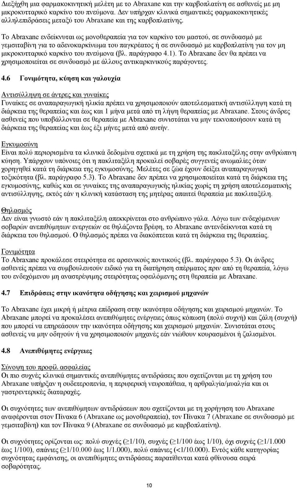 Το Abraxane ενδείκνυται ως μονοθεραπεία για τον καρκίνο του μαστού, σε συνδυασμό με γεμσιταβίνη για το αδενοκαρκίνωμα του παγκρέατος ή σε συνδυασμό με καρβοπλατίνη για τον μη μικροκυτταρικό καρκίνο