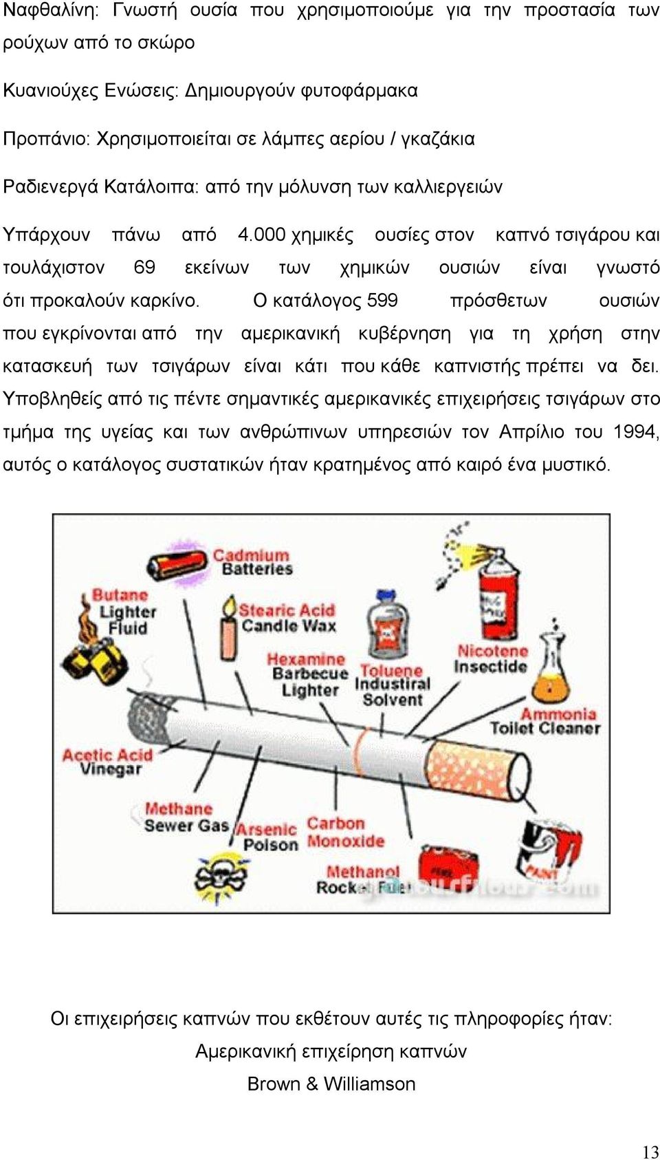 Ο κατάλογος 599 πρόσθετων ουσιών που εγκρίνονται από την αμερικανική κυβέρνηση για τη χρήση στην κατασκευή των τσιγάρων είναι κάτι που κάθε καπνιστής πρέπει να δει.