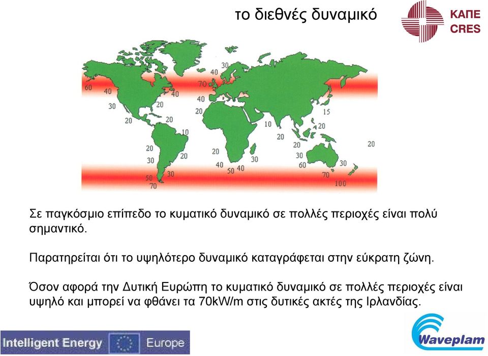 Παρατηρείται ότι το υψηλότερο δυναµικό καταγράφεται στην εύκρατη ζώνη.