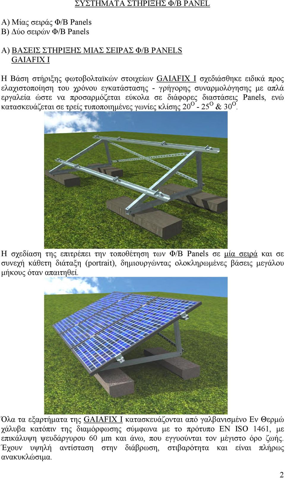 κλίσης 20 Ο - 25 Ο & 30 Ο.