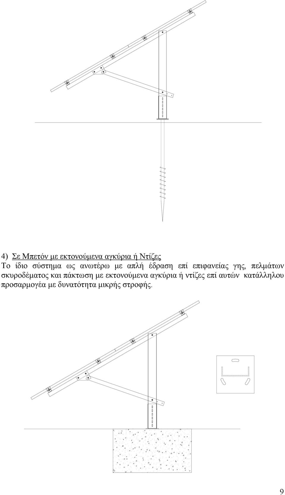 πελµάτων σκυροδέµατος και πάκτωση µε εκτονούµενα αγκύρια ή