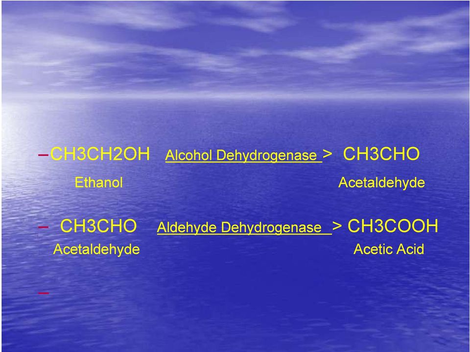 CH3CHO Aldehyde Dehydrogenase