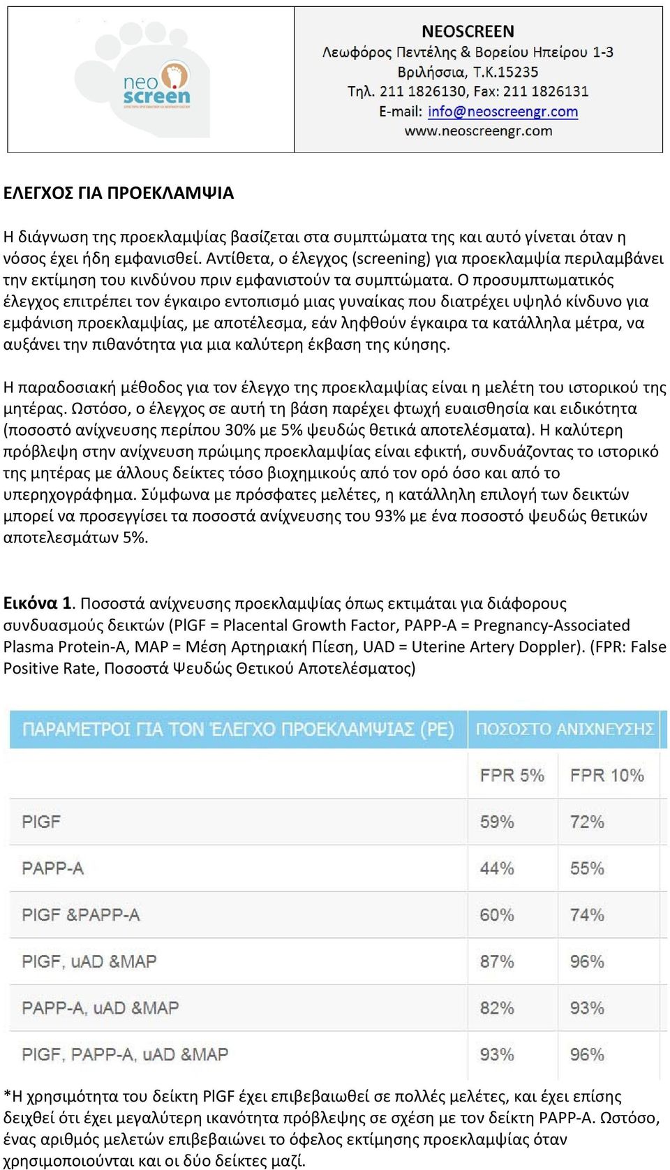 Ο προσυμπτωματικός έλεγχος επιτρέπει τον έγκαιρο εντοπισμό μιας γυναίκας που διατρέχει υψηλό κίνδυνο για εμφάνιση προεκλαμψίας, με αποτέλεσμα, εάν ληφθούν έγκαιρα τα κατάλληλα μέτρα, να αυξάνει την