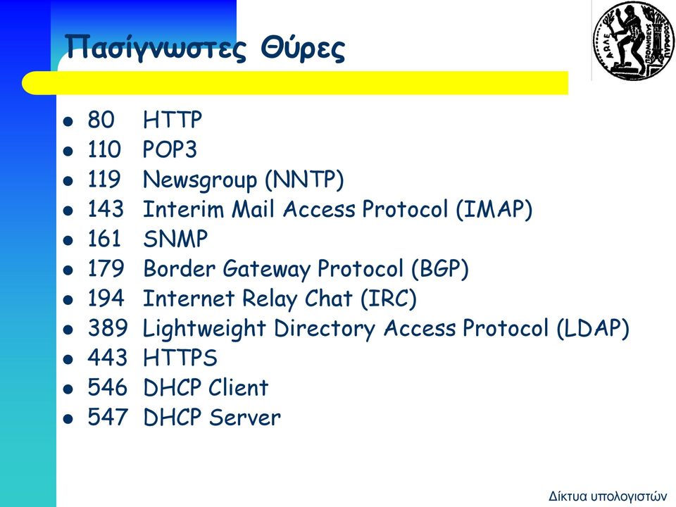 Protocol (BGP) 194 Internet Relay Chat (IRC) 389 Lightweight