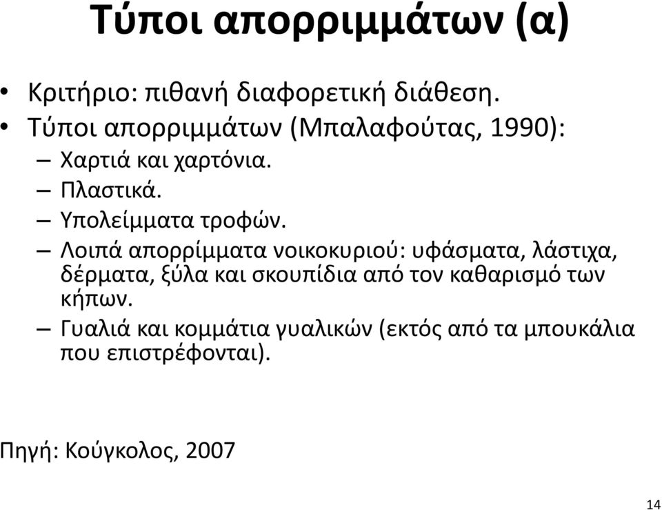 Υπολείμματα τροφών.