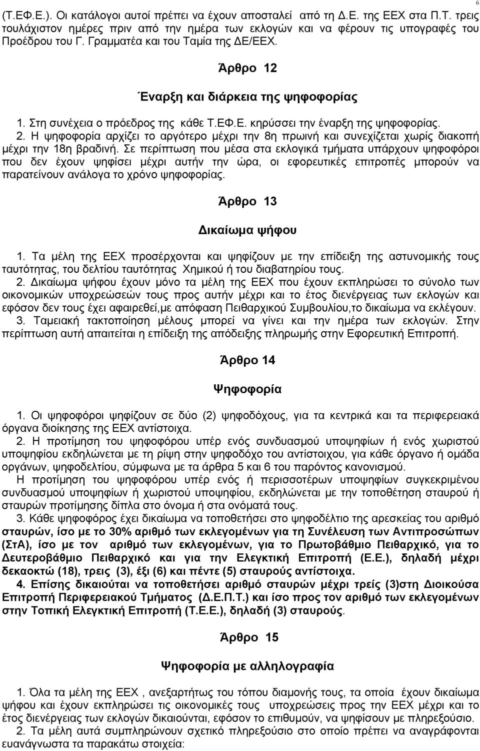 Η ψηφοφορία αρχίζει το αργότερο μέχρι την 8η πρωινή και συνεχίζεται χωρίς διακοπή μέχρι την 18η βραδινή.