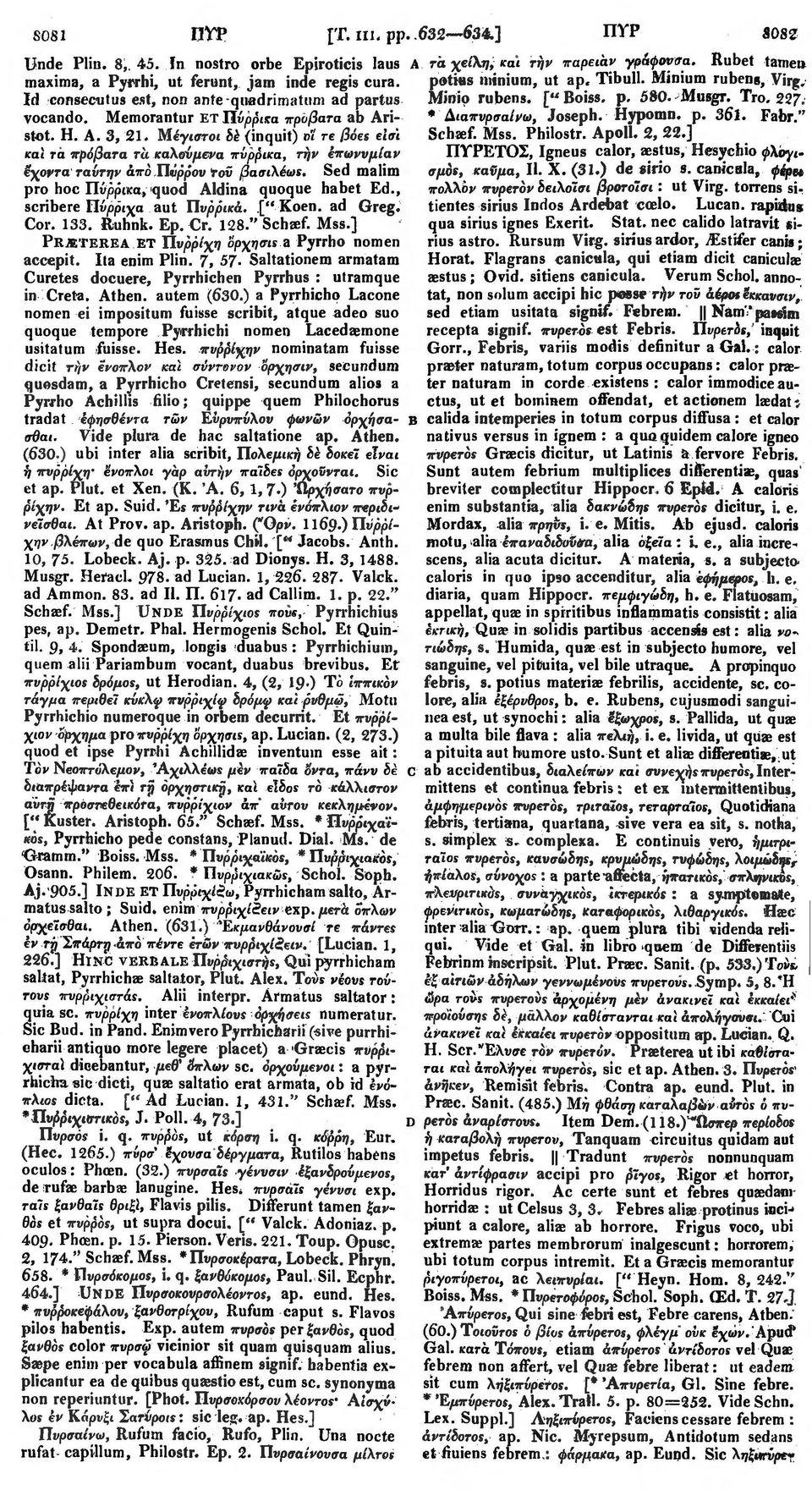 Sed malim pro hoc Πύρρικα, quod Aldina quoque habet Ed., scribere ΐΐύρριχα aut Πνρρικά..[" Koen. ad Greg. Cor. 133. Ruhnk. Ep. Cr. 128." Schaef. Mss.