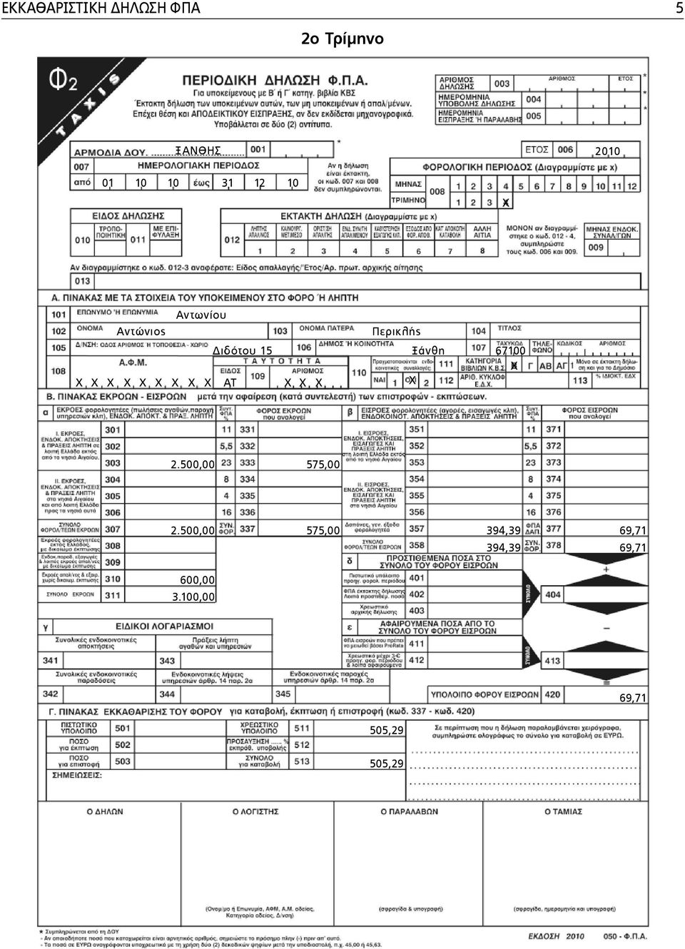 Περικλής Ξάνθη 67100 2.500,00 575,00 2.