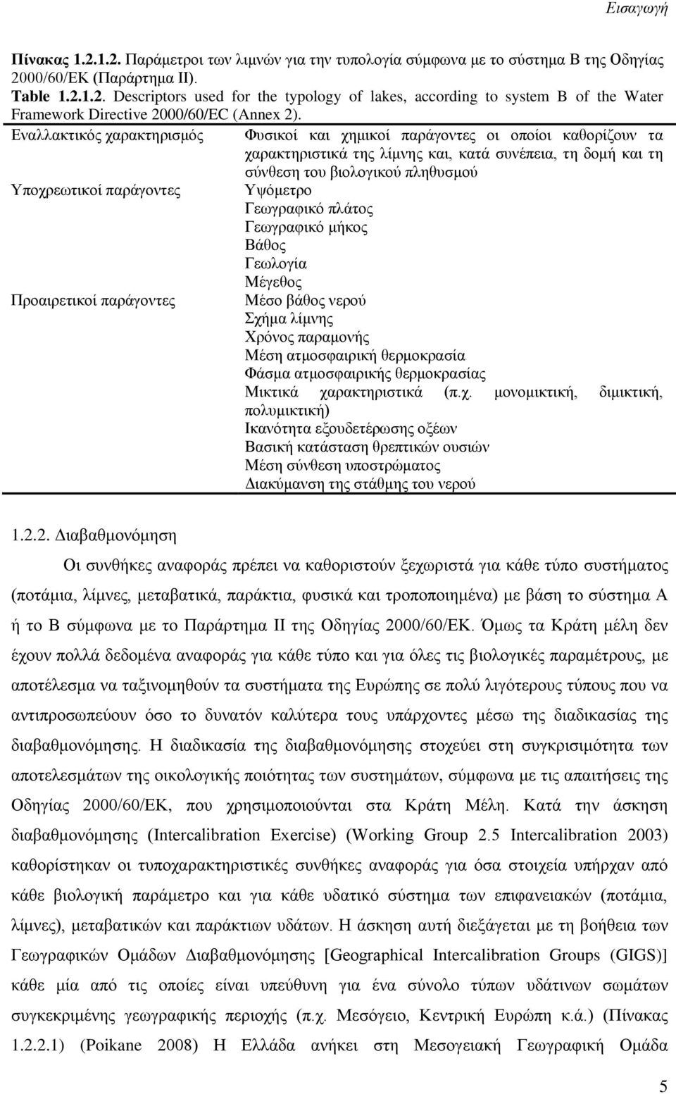Υψόμετρο Γεωγραφικό πλάτος Γεωγραφικό μήκος Βάθος Γεωλογία Μέγεθος Προαιρετικοί παράγοντες Μέσο βάθος νερού Σχήμα λίμνης Χρόνος παραμονής Μέση ατμοσφαιρική θερμοκρασία Φάσμα ατμοσφαιρικής