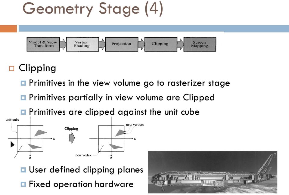 view volume are Clipped Primitives are clipped against
