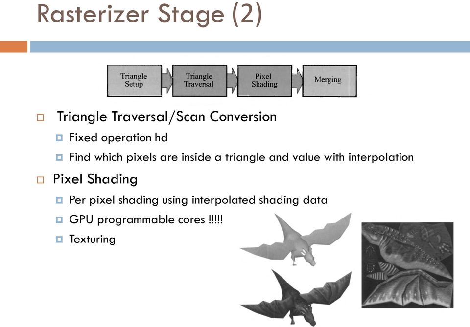 value with interpolation Pixel Shading Per pixel shading