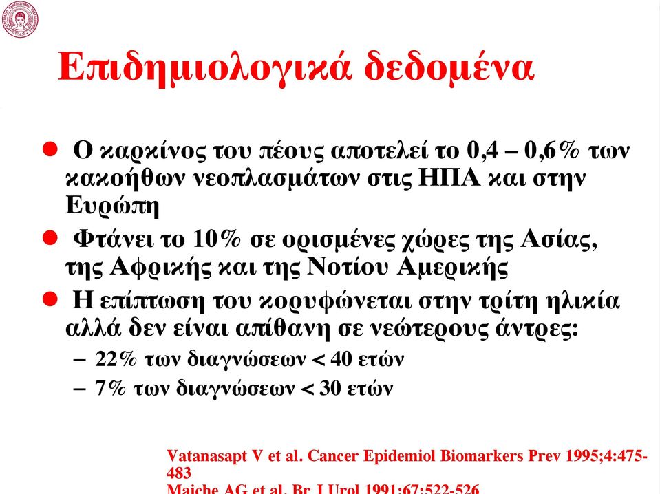 επίπτωση του κορυφώνεται στην τρίτη ηλικία αλλά δεν είναι απίθανη σε νεώτερους άντρες: 22% των