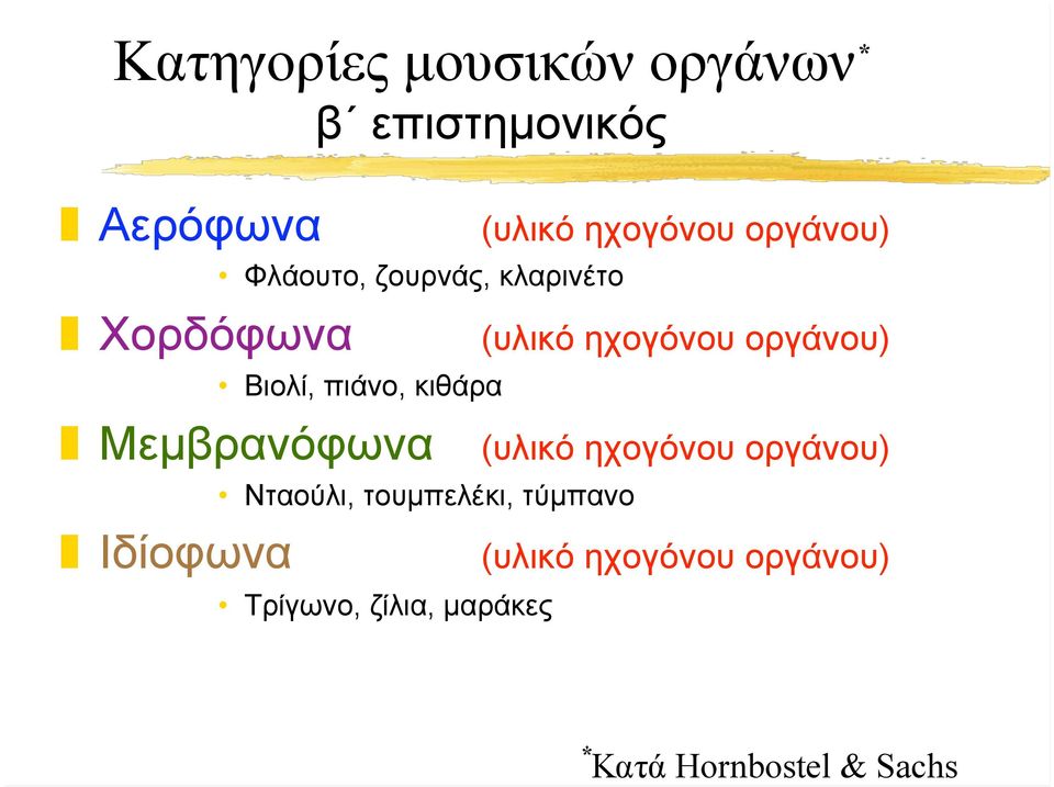 ηχογόνου οργάνου) Μεµβρανόφωνα (υλικό ηχογόνου οργάνου) Νταούλι, τουµπελέκι,