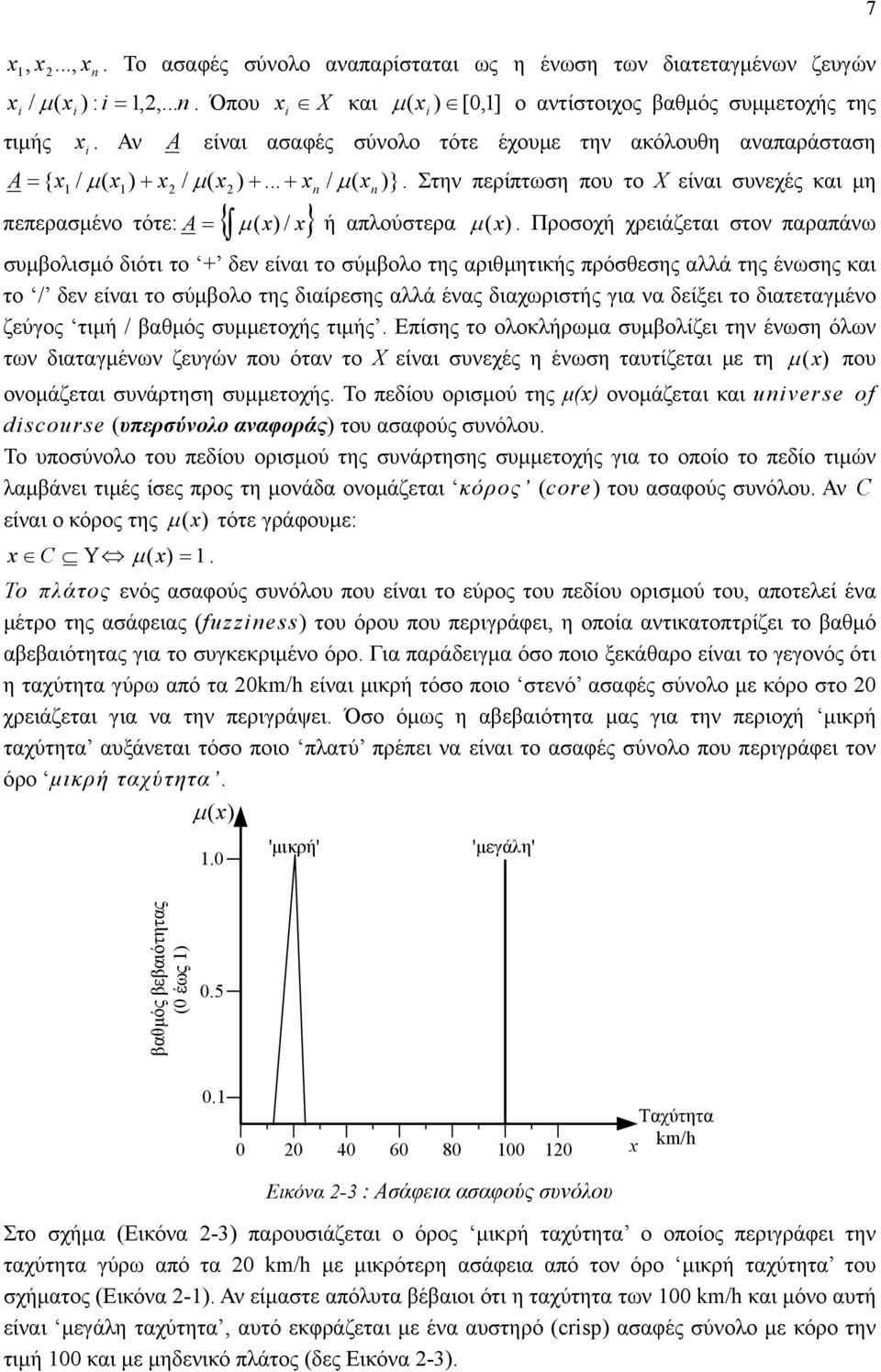 απλούστερα µ (x) Προσοχή χρειάζεται στον παραπάνω συµβολισµό διότι το + δεν είναι το σύµβολο της αριθµητικής πρόσθεσης αλλά της ένωσης και το / δεν είναι το σύµβολο της διαίρεσης αλλά ένας