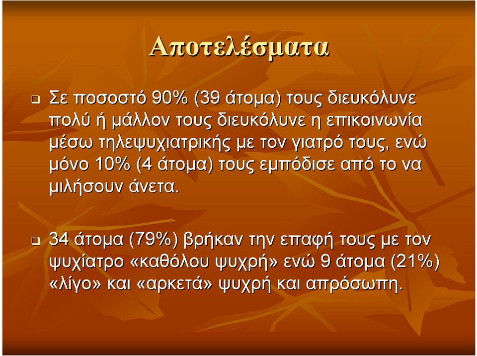 άτομα) τους εμπόδισε από το να μιλήσουν άνετα.