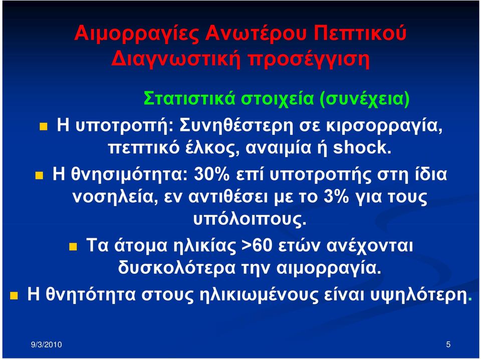 Η θνησιμότητα: 30% επί υποτροπής στη ίδια νοσηλεία, εν αντιθέσει με το 3% για τους υπόλοιπους.