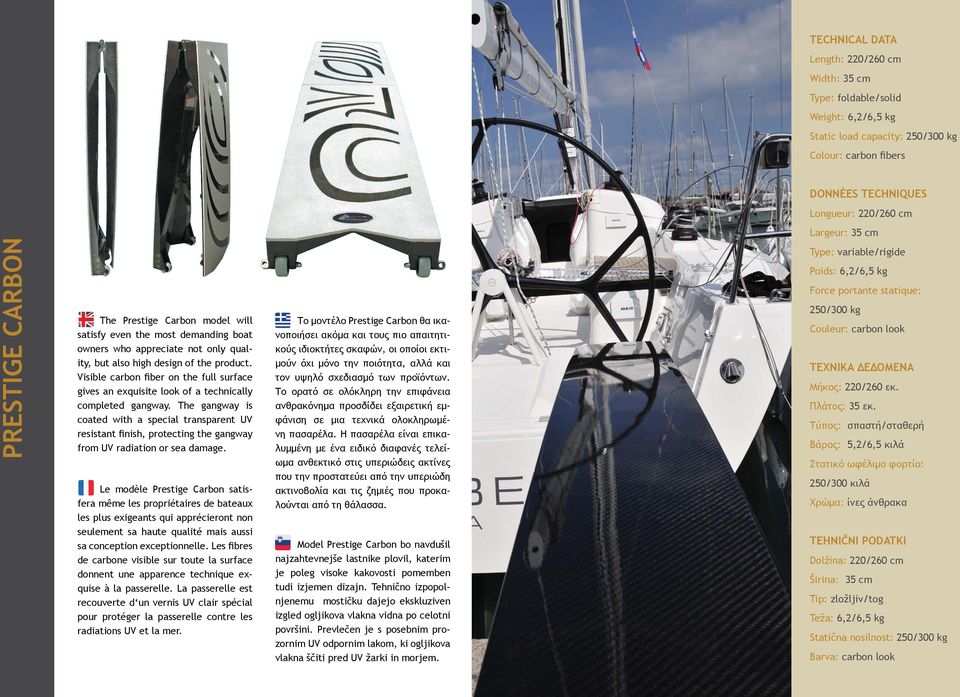Visible carbon fiber on the full surface gives an exquisite look of a technically completed gangway.
